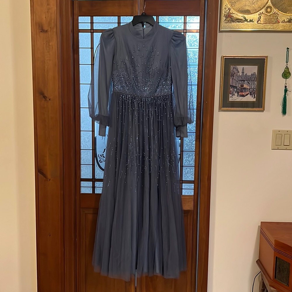 Beautiful Blue/Grey dress from Turkey Size 40 ( European) LIKE NEW !